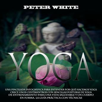 Portada de Yoga: Una Pincelada Infográfica Para Entender Por Qué Hacemos Yoga Crece Unos Centímentros Con Sencillas Posturas De Yoga (De Entrenamiento Para Una Vida Saludable Y Un Cuerpo en Forma. La Guía Práctica Con Técnicas), de Peter White
