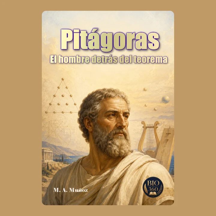 Portada de Pitágoras. El hombre detrás del teorema, de BIO 360, M. A. Muñoz