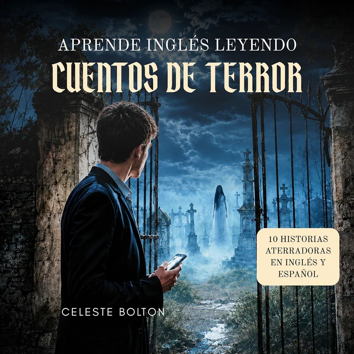 Portada de Aprende Inglés Leyendo Cuentos De Terror: 10 Historias Aterradoras En Inglés Y Español, de Celeste Bolton