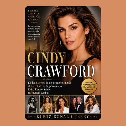 Portada de CINDY CRAWFORD: De sueños de pueblo pequeño al estrellato de supermodelo, éxito empresarial e influencia global.