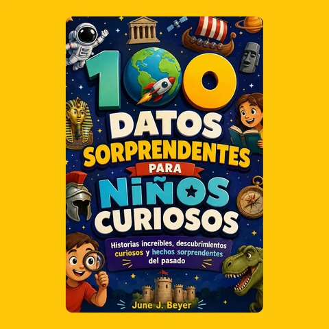 Portada de 100 datos sorprendentes para niños curiosos: Historias increíbles, descubrimientos curiosos y hechos sorprendentes del pasado