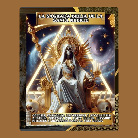 Portada de La Sagrada Biblia de la Santa Muerte Libro 1 de 2: Génesis, Evangelio, Proverbios y Apocalipsis: Altares, Novenas por Cada Color, Rosario, Rituales y Oraciones para la Vida Diaria
