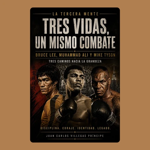 Portada de TRES VIDAS, UN MISMO COMBATE. Bruce Lee, Muhammad Ali y Mike Tyson: Tres caminos hacia la grandeza