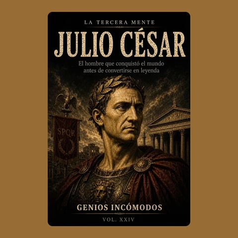 Portada de JULIO CÉSAR El hombre que conquistó el mundo antes de convertirse en leyenda: GENIOS INCÓMODOS · Una reinterpretación para el Siglo XXI en 90 minutos de lectura por Juan Carlos Villegas Príncipe