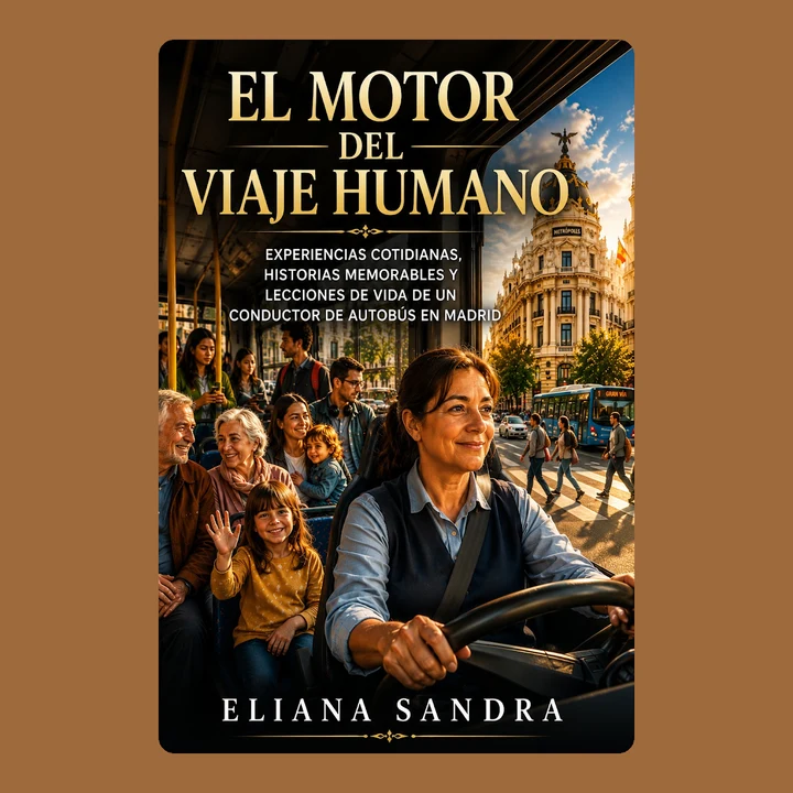 Portada de EL MOTOR DEL VIAJE HUMANO: EXPERIENCIAS COTIDIANAS, HISTORIAS MEMORABLES Y LECCIONES DE VIDA DE UN CONDUCTOR DE AUTOBÚS EN MADRID, de ELIANA SANDRA