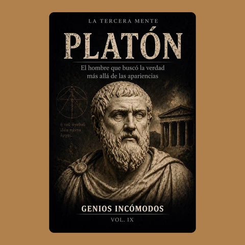 Portada de PLATÓN: El hombre que dudó de lo que ves: GENIOS INCÓMODOS — REINTERPRETADOS EN EL SIGLO XXI. Volumen IX