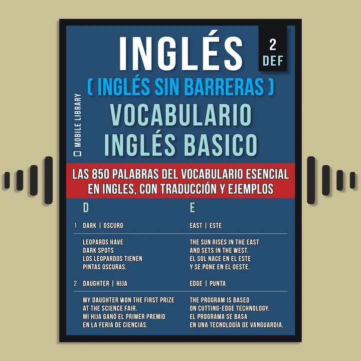 Portada de Inglés (Inglés Sin Barreras) Vocabulario Ingles Basico - 2 - DEF: Las 850 palabras del vocabulario esencial en ingles, con traducción y frases de ejemplo, de Mobile Library