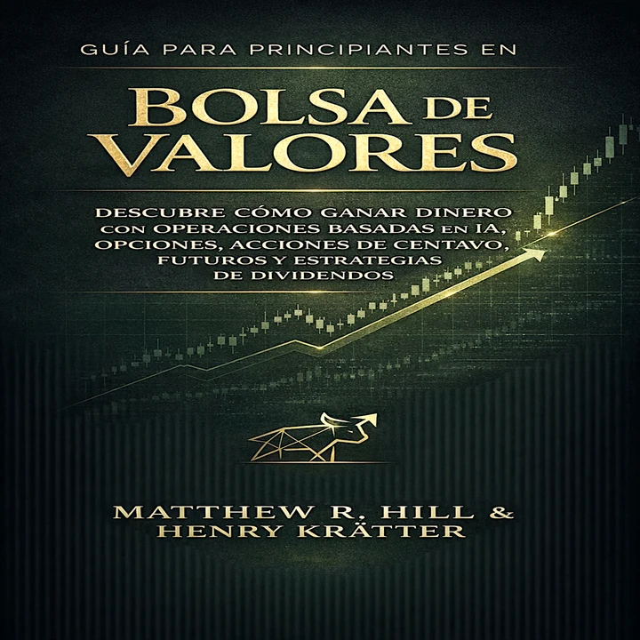 Portada de GUÍA PARA PRINCIPIANTES EN LA BOLSA DE VALORES: DESCUBRE CÓMO GANAR DINERO CON OPERACIONES BASADAS EN IA, OPCIONES, ACCIONES DE CENTAVO, FUTUROS Y ESTRATEGIAS DE DIVIDENDOS, de Henry Kratter, Matthew R. Hill
