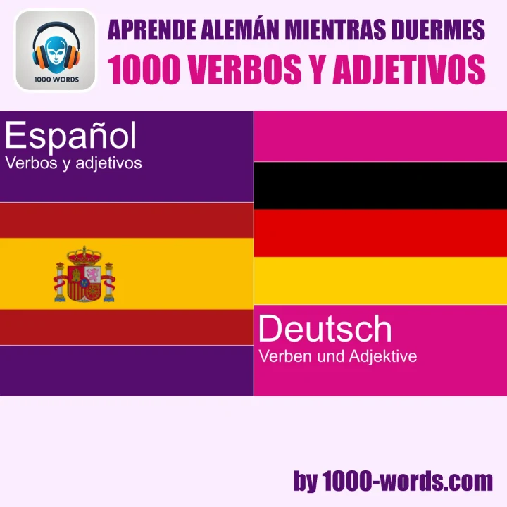 Portada de Aprende alemán mientras duermes – 1000 verbos y adjetivos: 1000 verbos y adjetivos, de 1000-words.com 