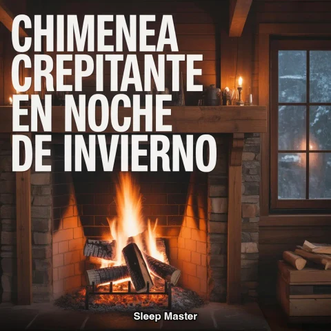 Portada de Chimenea Crepitante en Noche de Invierno : 8 Horas de Sonidos de Fuego y Leña Crepitando durante 8 Horas