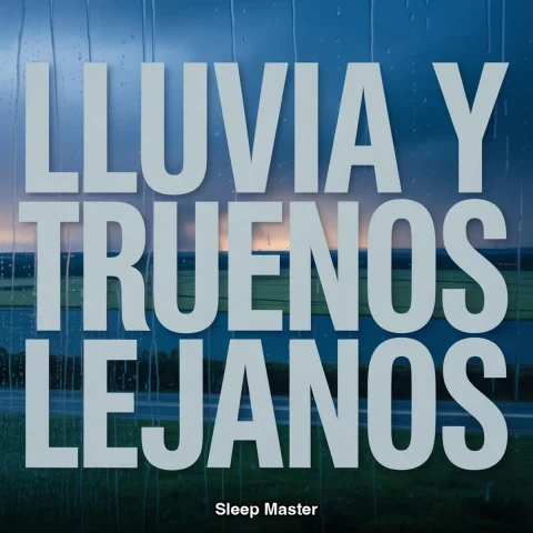 Portada de Lluvia y Truenos Lejanos : 8 Horas de Sonidos Continuos de Lluvia con Truenos Distantes para Dormir